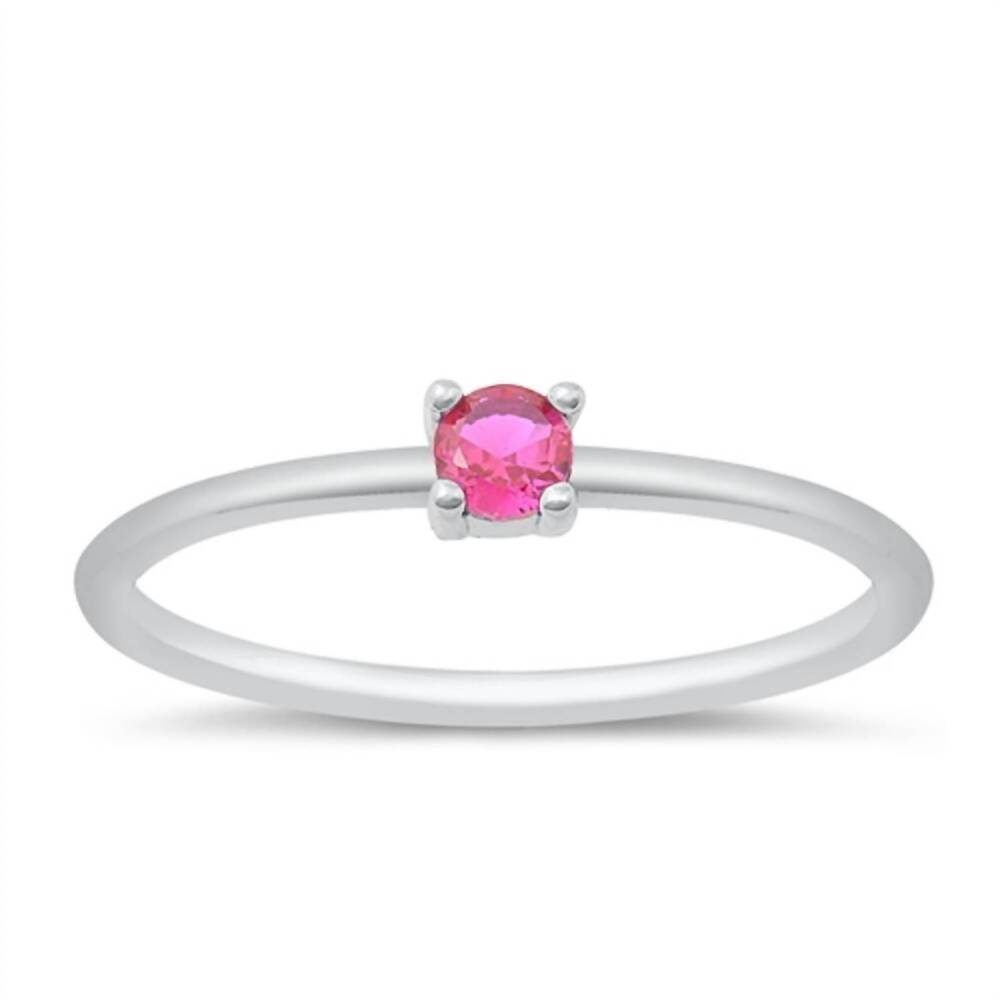 NEW STARLETTE women's ruby round stackable ring in silver